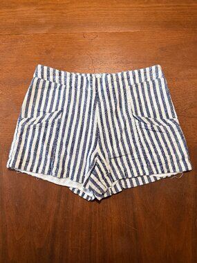 Blue White Stripe Linen Blend 3" Shorts Ettitwa Anthropologie